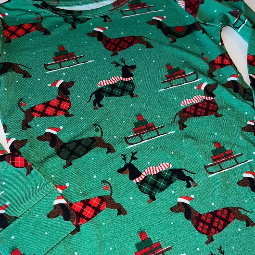 🎄 Bird and Bean Christmas Dogs Tartan Bamboo Pajama Set 2 4
